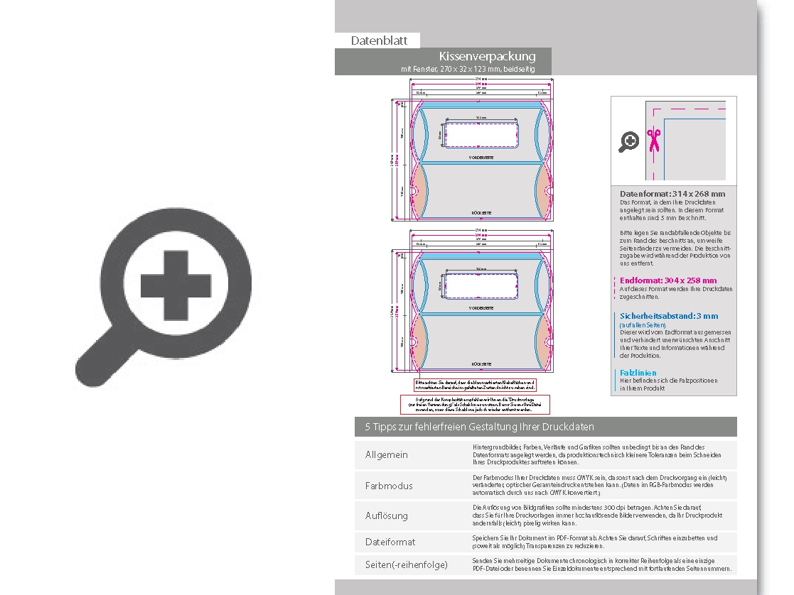 Product Bild kissenverpackung_(27_cm_x_3_2_cm_x_12_3_cm)_beidseitig_bedruckt_5_4-farbig_(cmyk_+_sonderfarbe)_mit_geklebtem_fenster